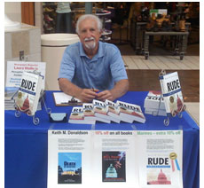 Author attenda a book signing at the local bookstore